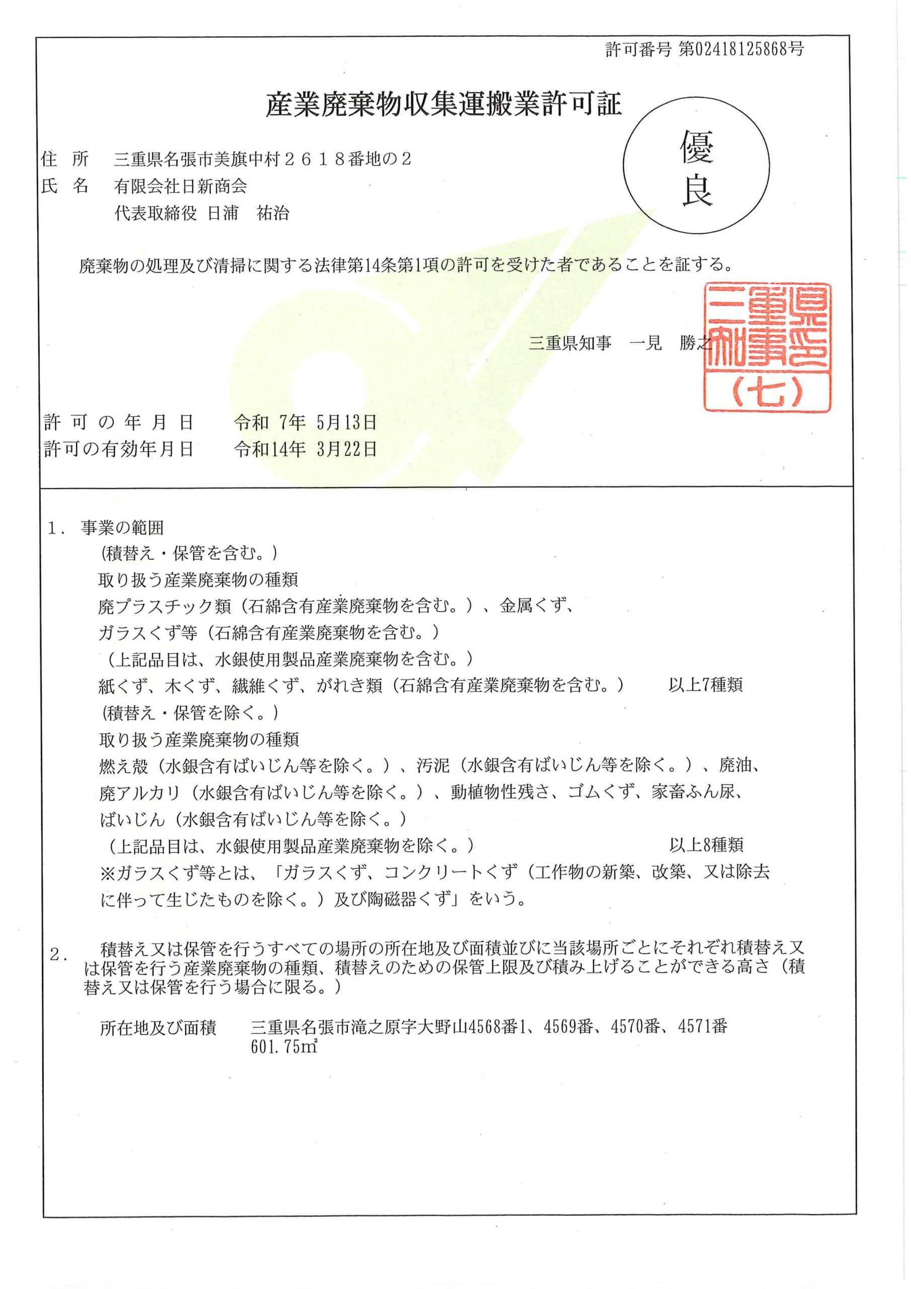 許可証三重県